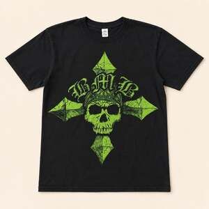 Bret‎ Michaels Band Skull Graphic Tee Black Rock Y2K Goth Punk Medium